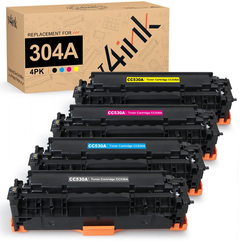 v4ink Remanufactured 304A Toner Cartridge Replacement for HP 304A CC530A CC531A CC532A CC533A for HP Laserjet CP2025n CP2025dn CP2025x CM2320 CM2320n CM2320fxi Color Printer (4-Pack) - Image 1